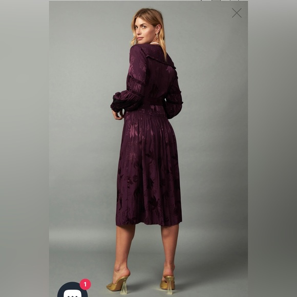 Current Air, Mila Midi Wrap dress, NWT, in eggplant shade from anthropology - Picture 4 of 7